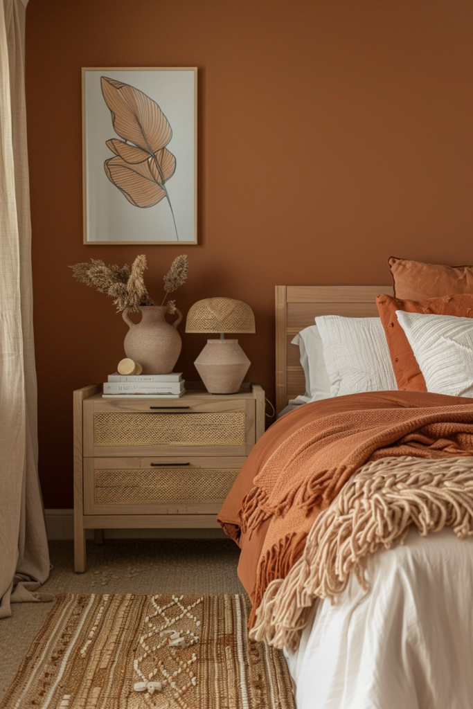 In gedämpfter Form wirkt Terracotta erdend. Als Akzent eingesetzt unterstützen solche Kinderzimmer Farben für aktive Kinder ein Gefühl von Sicherheit und Wärme.
Wichtig:
Keine grellen Orangetöne verwenden.