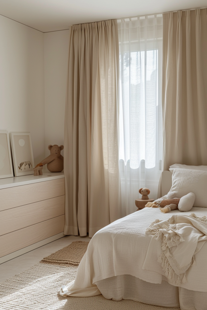 Holz, Leinen, Creme und matte Oberflächen verstärken die Wirkung der gewählten Kinderzimmer Farben für aktive Kinder. Je reduzierter das Farbspektrum, desto stabiler wirkt der Raum.